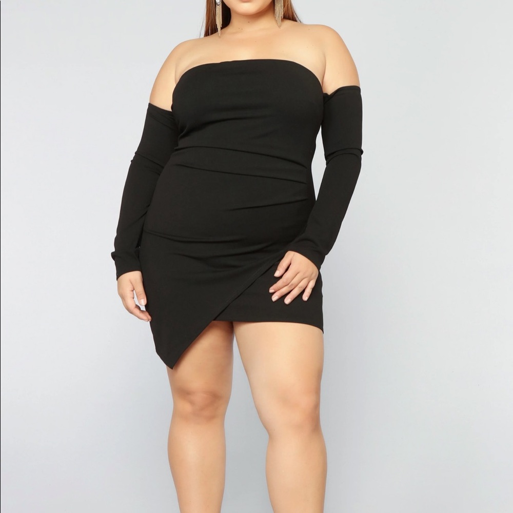 Sexy Black Mini Off Shoulder Wrap Dress Size 3X